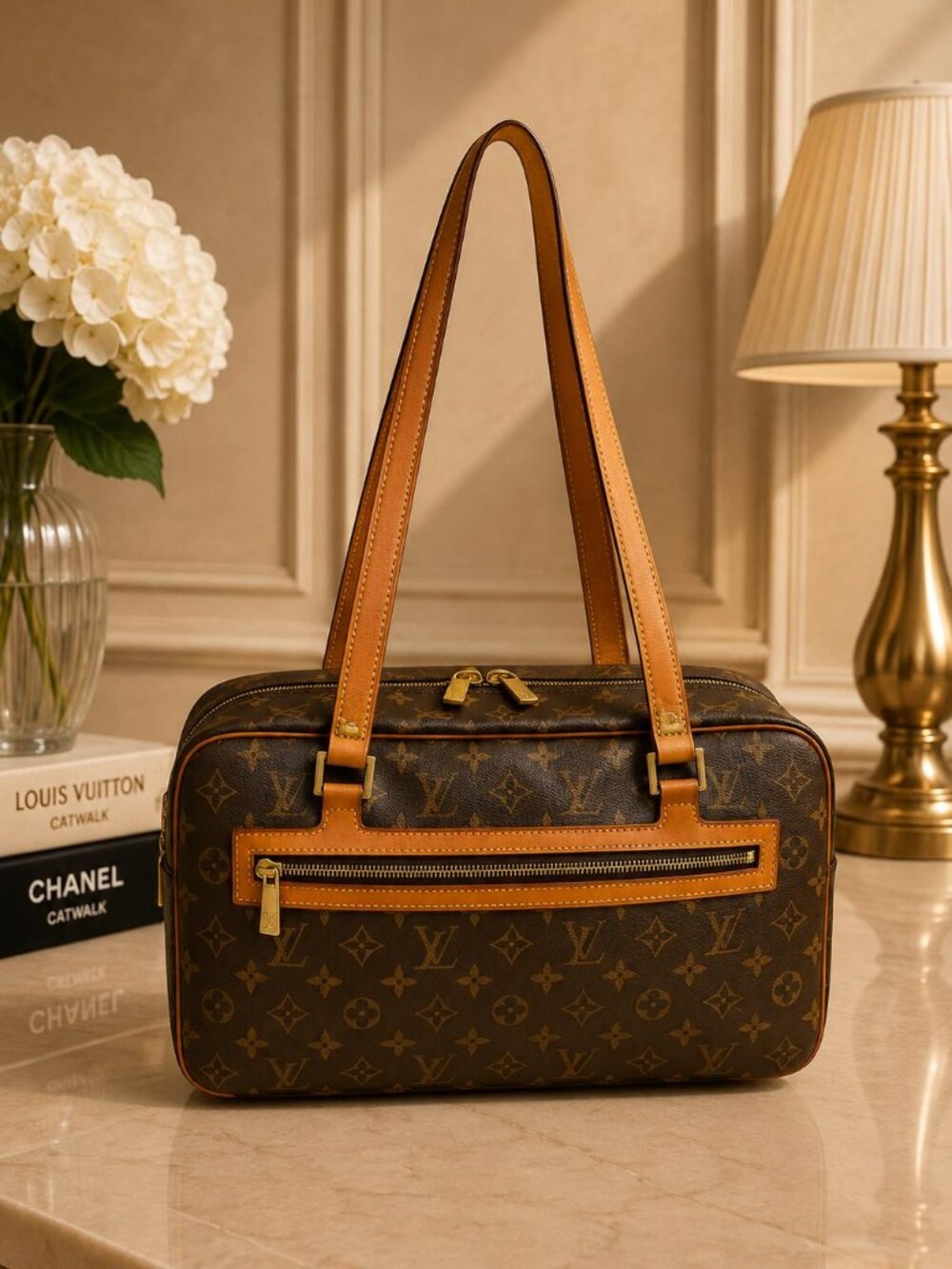 Louis Vuitton Cite GM Monogram Canvas Shoulder Tote Bag Authentic Vintage LV